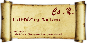 Csiffáry Mariann névjegykártya